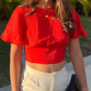 Free People Bright Orange Red Crop Top